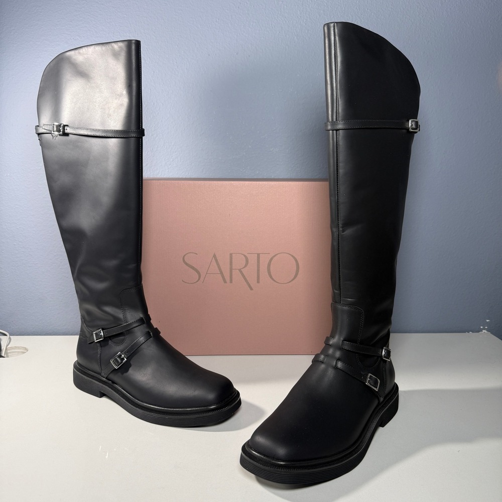 Sarto by Franco Sarto A-Ainsley Black Leather Tall Riding Boots E5662L5004 8.5M